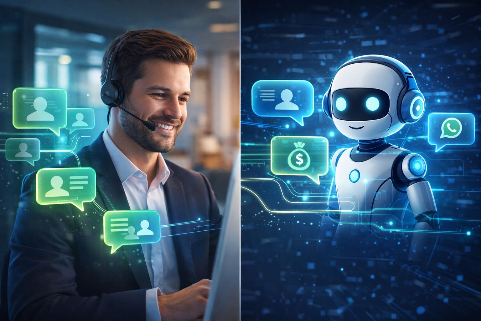 Chatbot no WhatsApp versus atendente humano